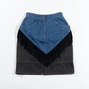 Moschino Jeans fringe two-toned denim skirt